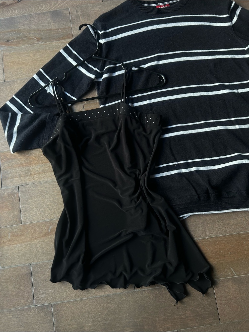 Black Women’s Swim Slip Dress with Studded Trim